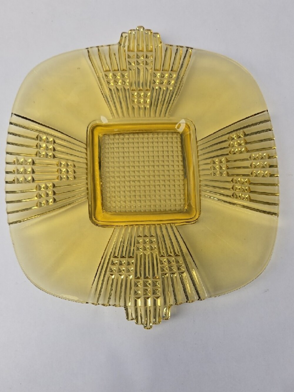Vintage Imperial Glass Golden Amber Art Deco Glass Plate - Picture 2 of 6